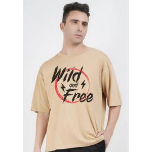Свободная футболка Wild N Free бежевая хлопковая с коротким рукавом расслабленной посадки