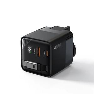 Choetech PD 65W GaN зарядное устройство с выдвижным USB-C кабелем (в комплекте многонациональные переходники, индикатор мощности зарядки)
