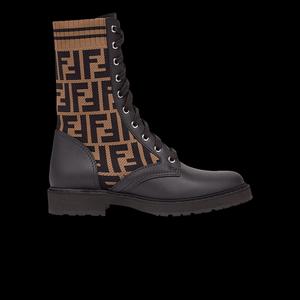 Ботинки Fendi Wmns FF Rockoko Biker Boot 'Black Tabacco'
