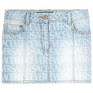 Юбки Versace All Over Logo Denim Skirt 'Light Blue'