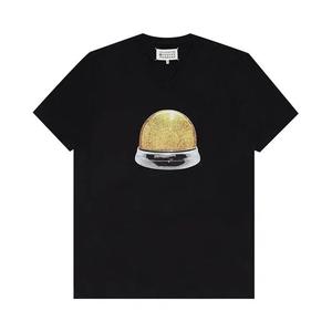 Топы MM6 Maison Margiela с принтом "Снежный шар" и V-образным вырезом, черные