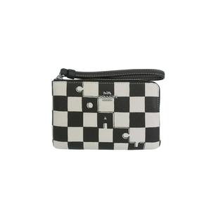 Кожаный кошелек Coach на молнии (CR813) — SV / ЧЕРНЫЙ / МЕЛ