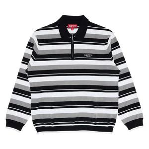 Поло Supreme Stripe Zip Long-Sleeve Polo 'Black'