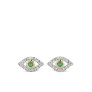 Серьги evil eye с изумрудами и бриллиантами