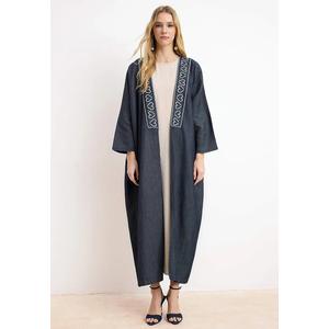 Nasiba Hafiz X Trendyol Collection Синяя джинсовая абайя с вышивкой Tctss26Kf2