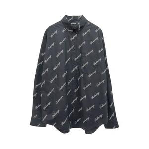 Рубашки на пуговицах Balenciaga All Over Logo Button Down Shirt 'Black'