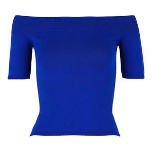 Укороченные топы Alexander McQueen Укороченный топ с открытыми плечами 'Electric Blue'