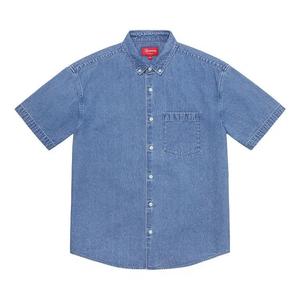 Рубашки на пуговицах Supreme Embossed Denim Short-Sleeve Shirt «Синий»