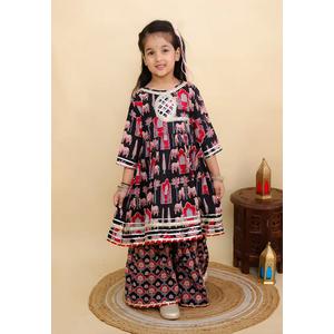 The Mom Store Детский комплект Ragini Mudra Анаркали Курта Шарара - черный
