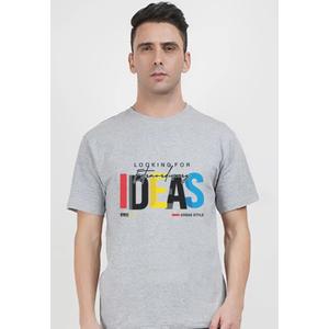 Ideas Graphic Серый Хлопок Короткий Рукав Круглый Вырез Обычная Посадка Футболка