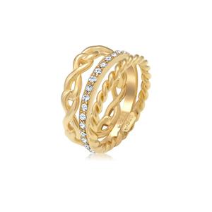 Набор колец-стеков с кристаллами Swarovski® — серебро с позолотой