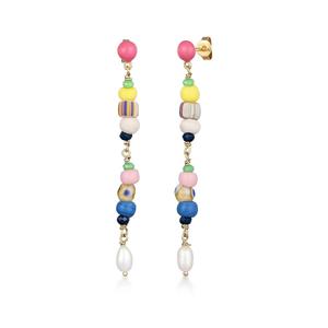 Серьги-капли Boho Bead Pearl из серебра с позолотой