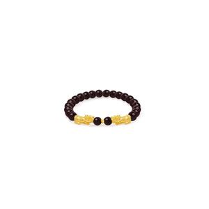THE Mix Collection 999.9/24K чистое золото двойной Pixiu агатовый браслет набор AGB-DPX0.30G