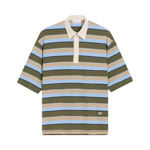 Поло Ami Short-Sleeves Oversize Fit Striped Polo With Oval Ami Patch 'Bleucach/Kaki/Taupe/Encr'