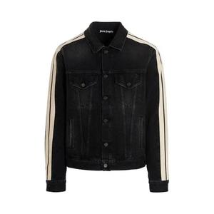 Трековые куртки Palm Angels Denim Track Jacket 'Black/White'