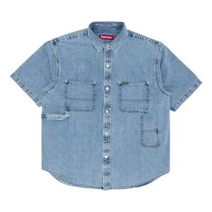Рубашки на пуговицах Supreme Loose Fit Short-Sleeve Denim Painter Shirt 'Washed Indigo'