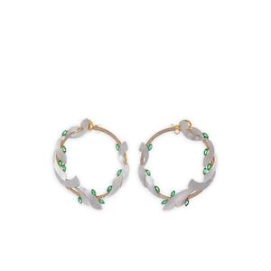 Серьги-кольца Mogra Coronation из желтого золота с изумрудами