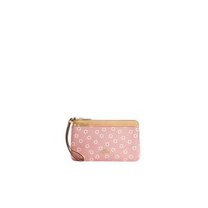 Кошелек-браслет Coach с двойной молнией и цветочным принтом, розовый мультиколор CEY48