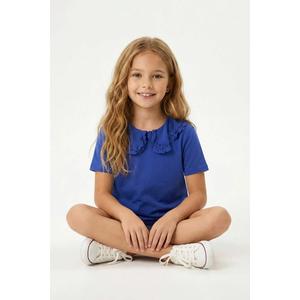 Трикотажная футболка для девочек с воротником-стойкой Indigo Tkdss26Ts00023