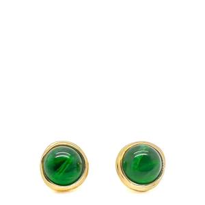 Винтажные серьги Christian Dior с дефектным изумрудным стеклом кабошон, 1980-е