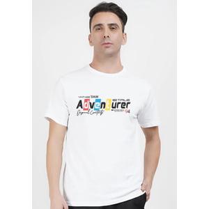 Футболка свободного кроя с принтом Adventure Print Graphic из белого хлопка с коротким рукавом и круглым вырезом