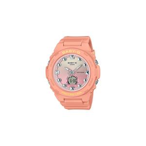 BGA-320-4A1 Женские аналогово-цифровые часы с оранжевым ремешком из смолы