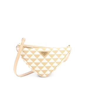 Мини-сумка на плечо Double Symbole Triangle Bag Leather and Jacquard