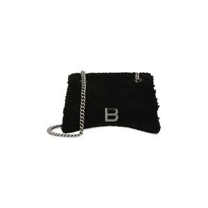 Сумки через плечо Balenciaga Crush Small Chain Bag с искусственным мехом 'Black'