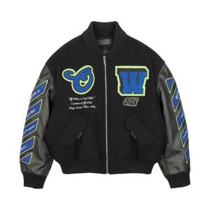 Бомберы Off-White Hammer Leather Over Bomber 'Black/Blue'