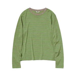 Футболки с длинным рукавом Auralee Soft Smooth Wool Stripe Jersey Long Sleeve Tee 'Green Stripe'