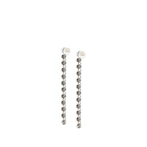 Серьги-подвески с жемчугом и кристаллами Swarovski