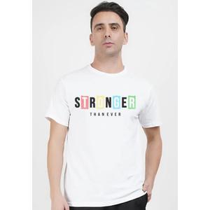 Stronger Printed Graphic Белая Хлопковая Короткий Рукав Круглый Вырез Свободная Футболка