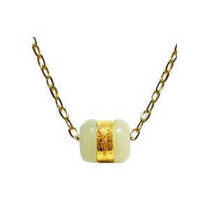 [SPECIAL] LITZ 999 (24K) Золото и нефрит с цепочкой из серебра 925 пробы с покрытием 14K золота A2-SN