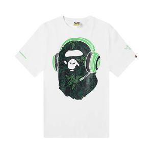 Футболки BAPE x Razer Neon Camo Ape Head Tee 'White'
