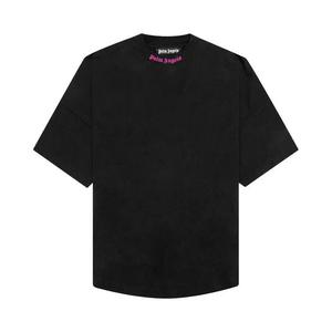 Футболки Palm Angels Doubled Logo Over Tee 'Black/Fuchsia'