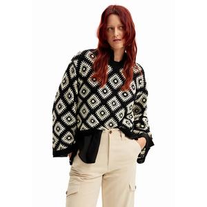 Desigual, женский разноцветный вязаный крючком пуловер.