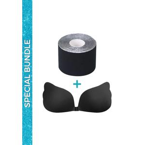 Специальный комплект Angel Seamless Push Up Nubra и Body Tape Невидимое поднятие груди, черный