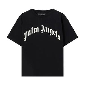 Футболки с коротким рукавом Palm Angels Curved Logo Regular Tee 'Black/Off White'