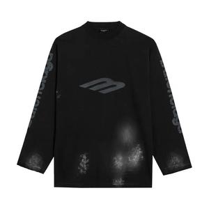 Футболки с длинным рукавом Balenciaga 3B Stencil Vintage Jersey T-Shirt «Faded Black»