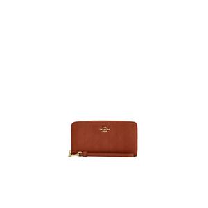 Длинный кошелек-застежка Coach с стежкой цвета корицы CEL63