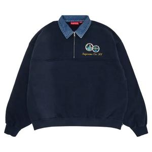 Полузастежка Supreme Denim Collar Half Zip Sweatshirt 'Navy'