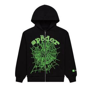 Молнии Sp5der Ca$H OG Web V2 Rhinestone Zip Hoodie 'Black'