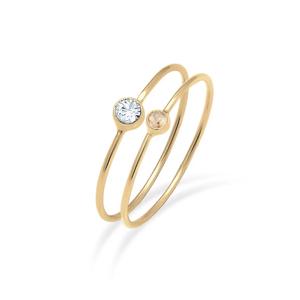 Набор колец-стеков Swarovski® Crystal Duo – серебро с золотым покрытием