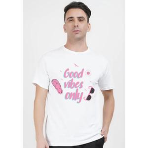 Футболка Good Vibes Only белая хлопковая с коротким рукавом, круглым вырезом, прямого кроя