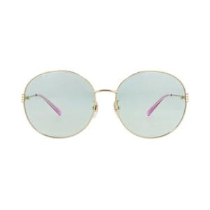 Очки Gucci Round-Frame Metal Sunglasses 'Gold Green'