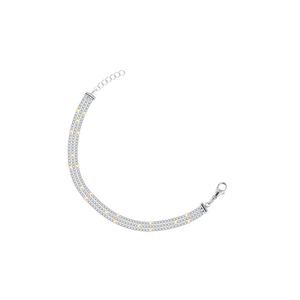 TOMEI Браслет из трёх рядов бусин, белое+жёлтое золото 585/14K