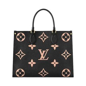 Сумки-тоут Louis Vuitton Onthego MM 'Черный/бежевый монограммный тисненый телячий кожа Empreinte'