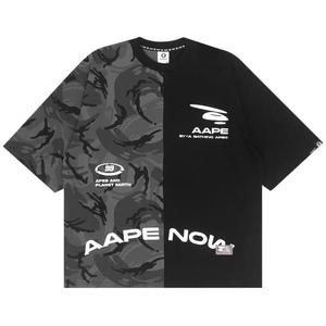 Футболка AAPE Moonface Camo Colour Blocked Tee 'Черный'