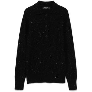 Свитер с воротником поло и пайетками