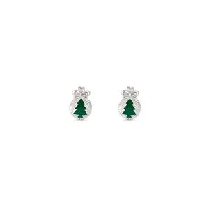 TOMEI Mint Kiss Collection серьги «Рождественская елка», белое золото 585/14K